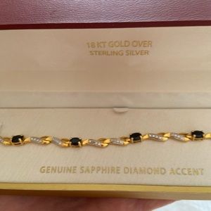 GENUINE SAPPHIRE DIAMOND ACCENT BRACELET